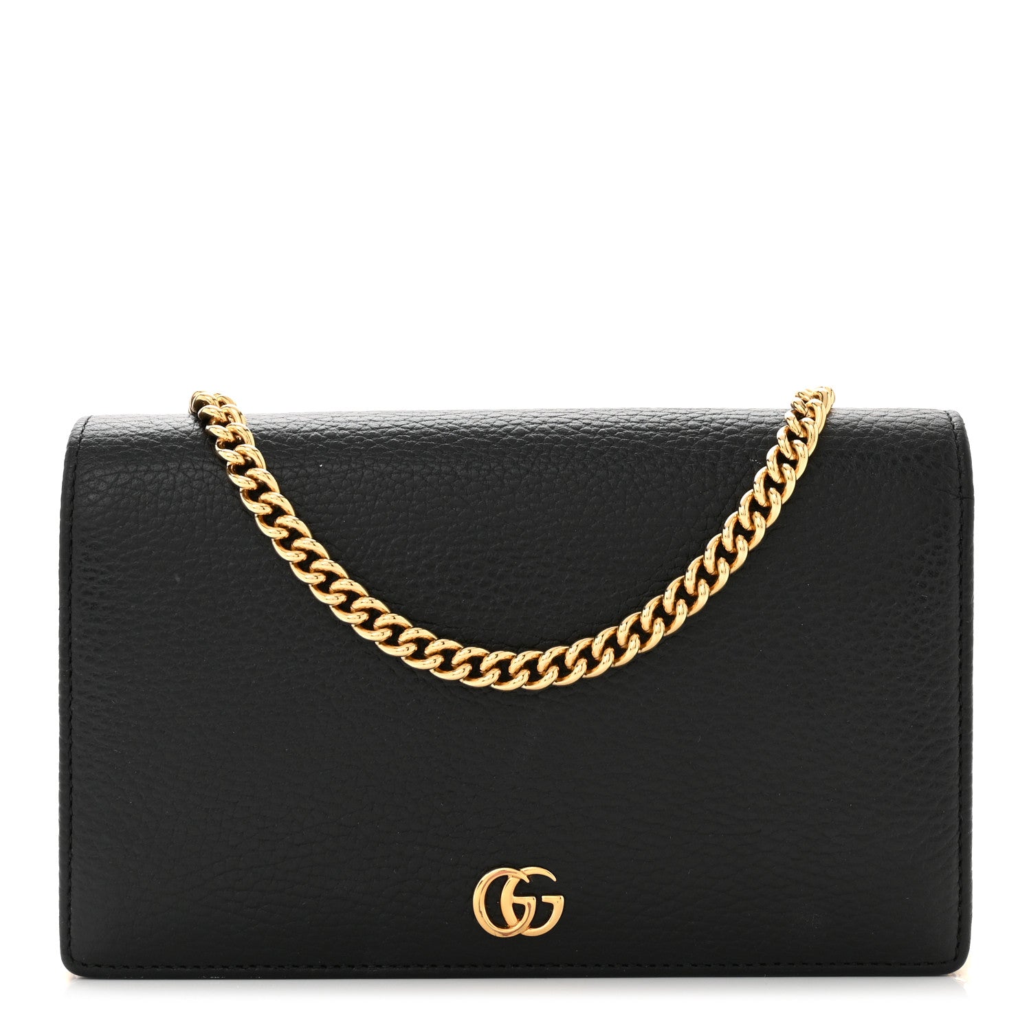 Gucci Calfskin Mini GG Marmont Chain Wallet Black 1 of 11
