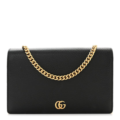 Gucci Calfskin Mini GG Marmont Chain Wallet Black 1 of 11
