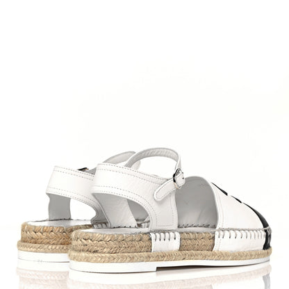 Chanel Lambskin Cap Toe CC Espadrille Sandals 36 White Black 4 of 7