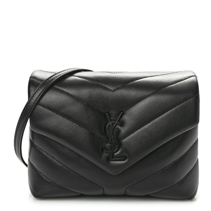 Saint Laurent Calfskin Y Quilted Monogram Monochrome Toy Loulou Crossbody Bag Black 1 of 10