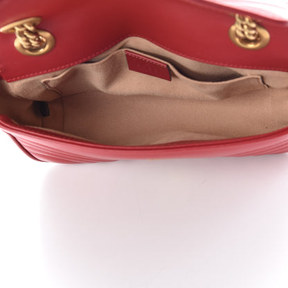 Gucci Calfskin Matelasse Mini GG Marmont Shoulder Bag Hibiscus Red 6 of 12