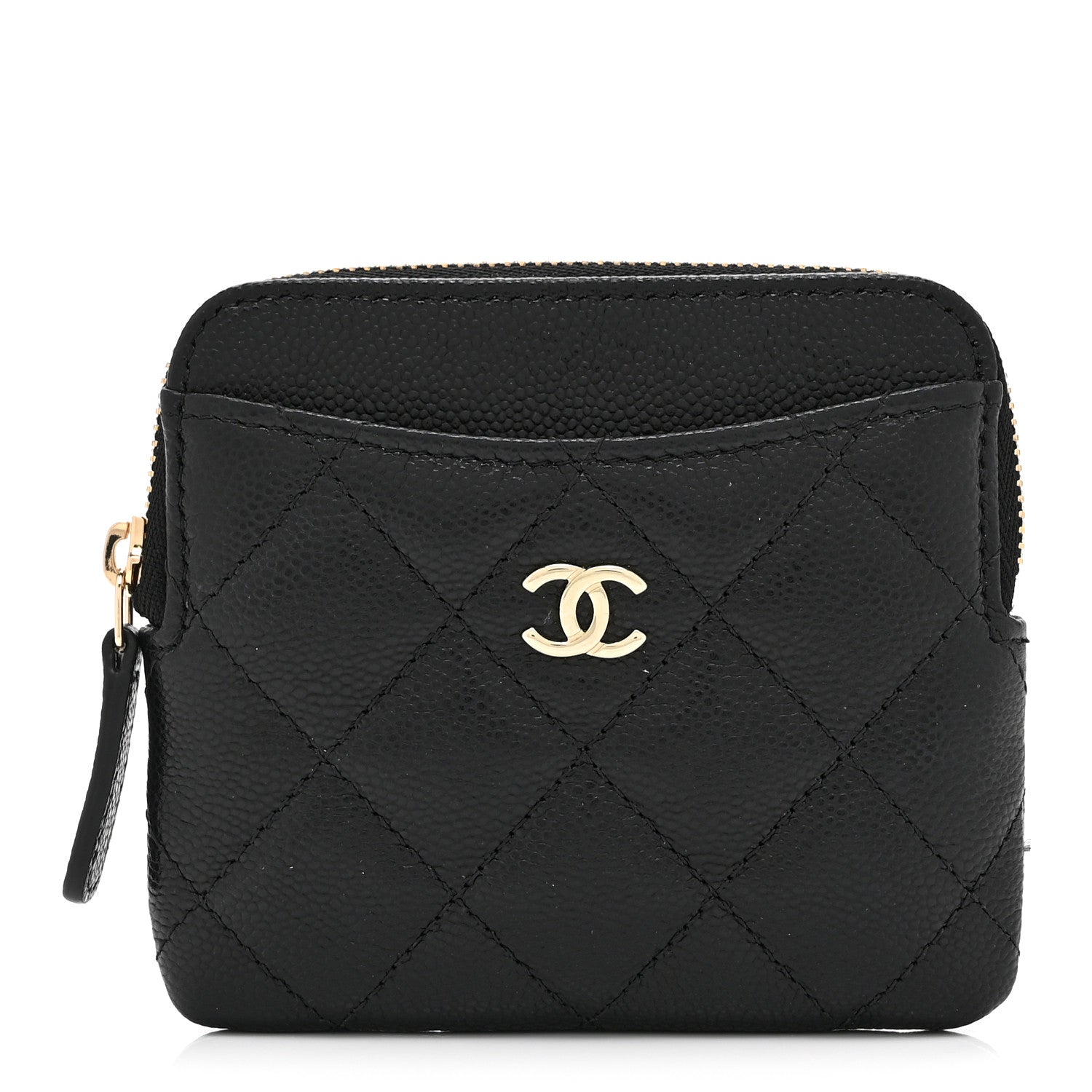 Chanel Caviar Quilted Zip Card Holder Wallet Black 1 of 9