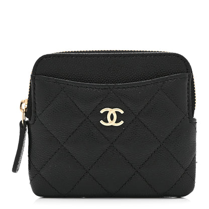 Chanel Caviar Quilted Zip Card Holder Wallet Black 1 of 9