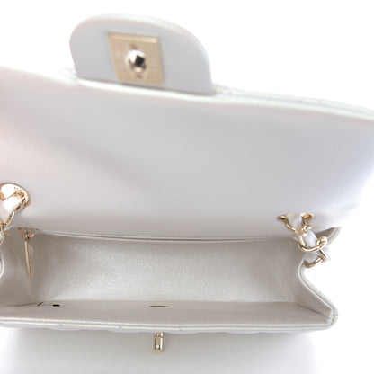 Chanel Iridescent Calfskin Quilted Mini Rectangular Flap White 5 of 9