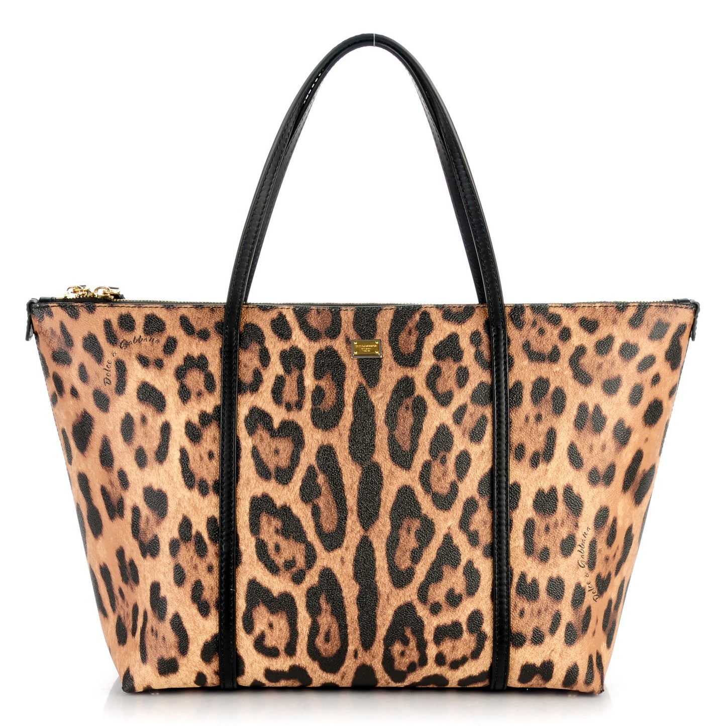 Textured Calfskin Leopard Print Miss Escape Tote