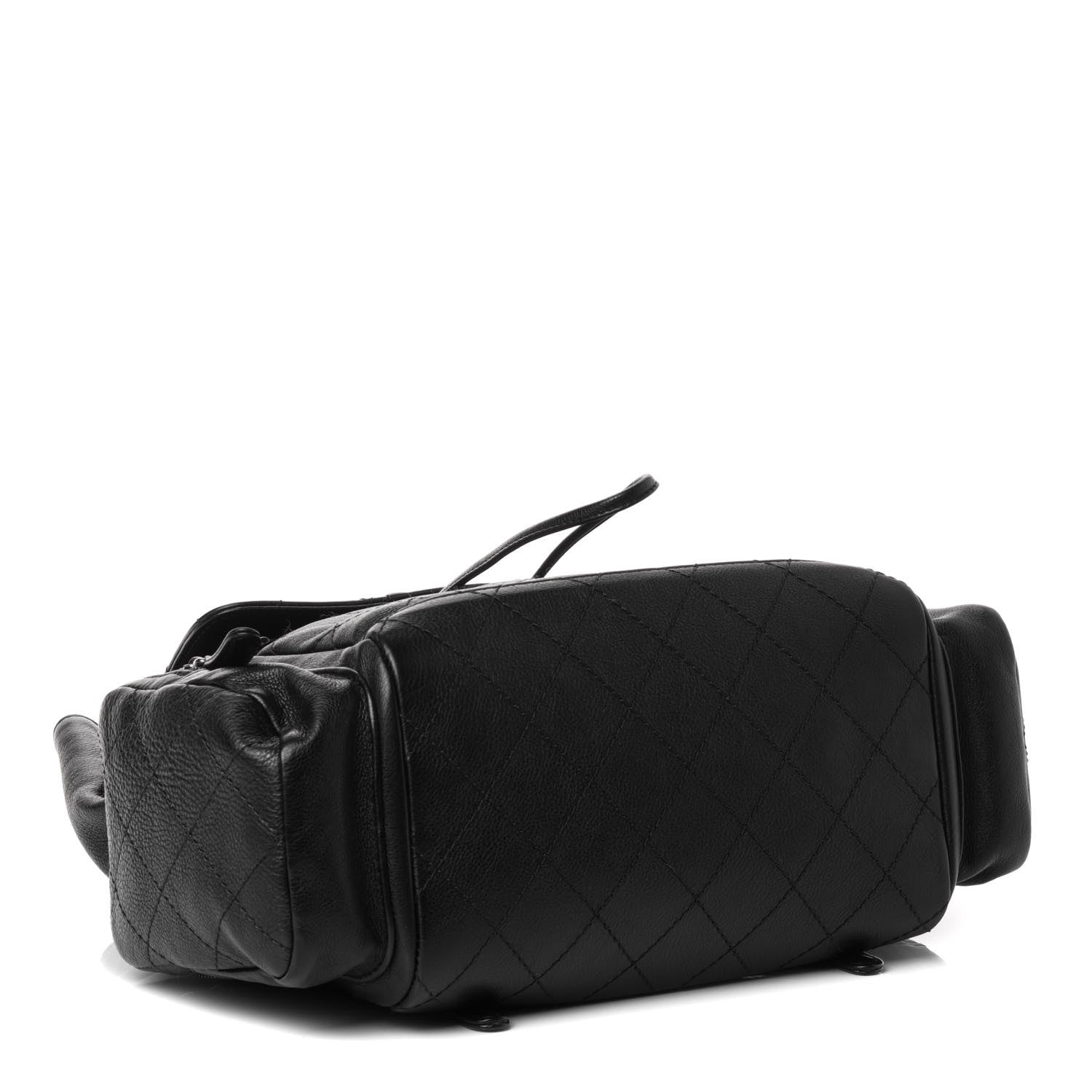 Chanel Grained Calfskin Stitched Pocket Backpack Black 3 of 4