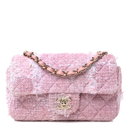 Chanel Tweed Quilted Mini Rectangular Flap Light Pink White 1 of 10