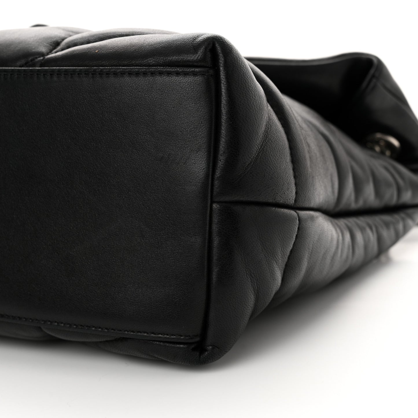 Lambskin Quilted Medium Loulou Puffer Monogram Chain Satchel Black