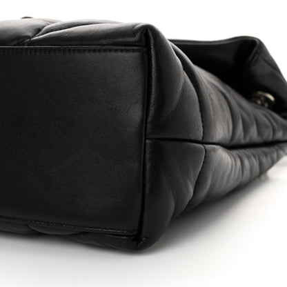 Saint Laurent Lambskin Quilted Medium Loulou Puffer Monogram Chain Satchel Black 10 of 10