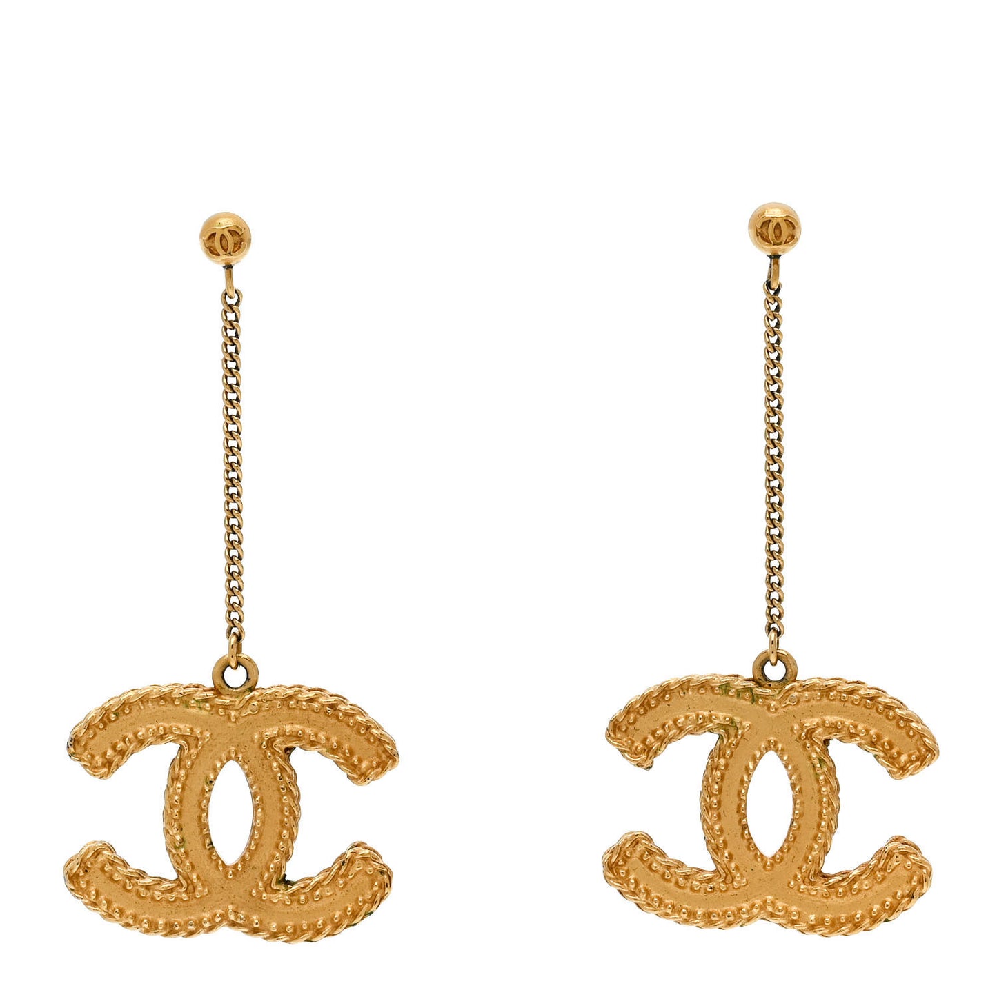 CC Drop Earrings Matte Gold