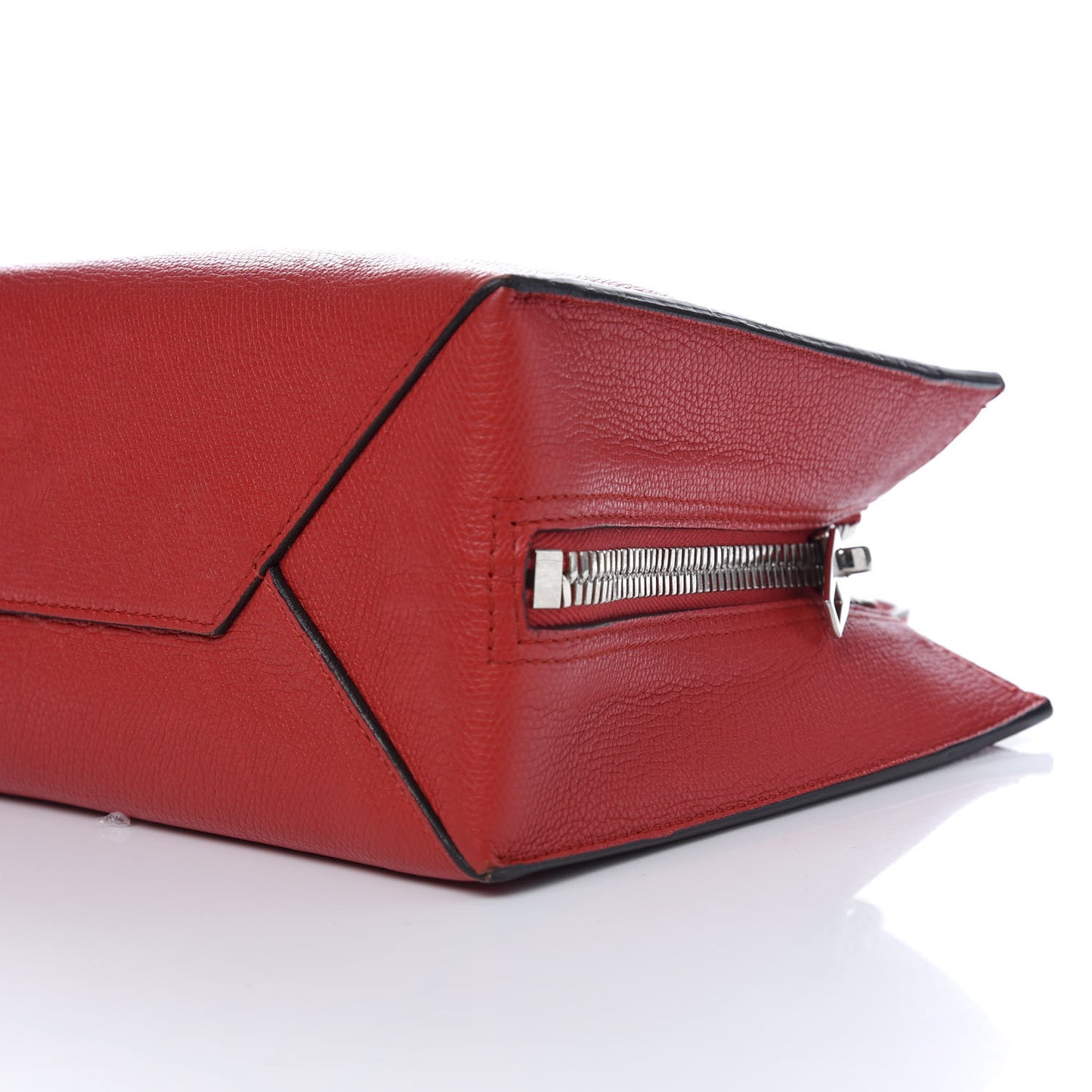 Grained Calfskin Plate Hardware Papier A6 Zip Around Tote Rouge Houx