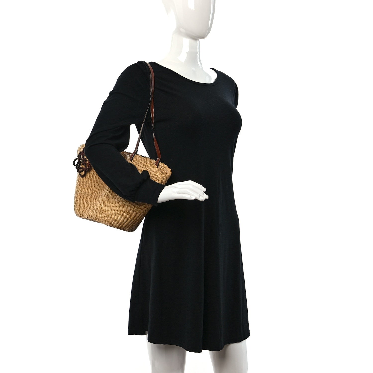 Loewe Calfskin Raffia Paulas Ibiza Small Basket Tote Bag Natural Tan 2 of 7
