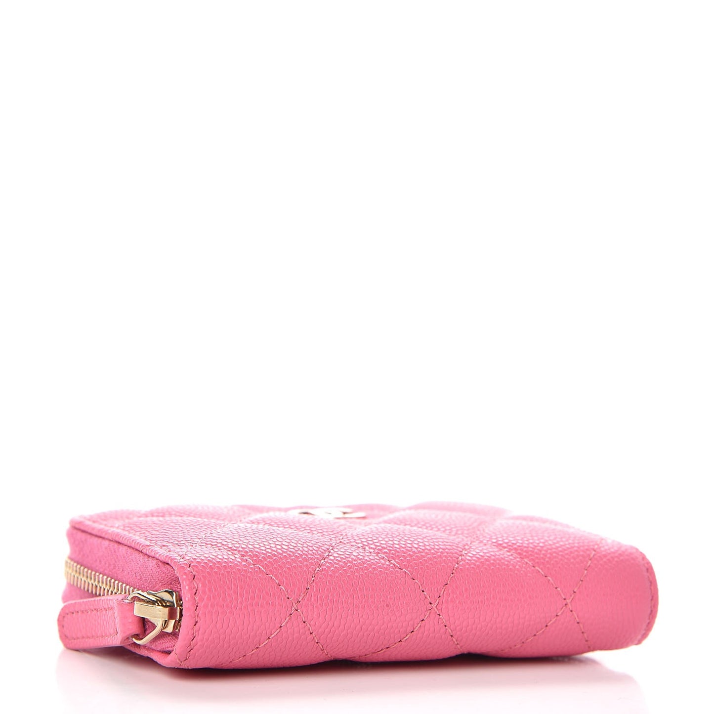 Caviar Quilted Zip Coin Purse Pink