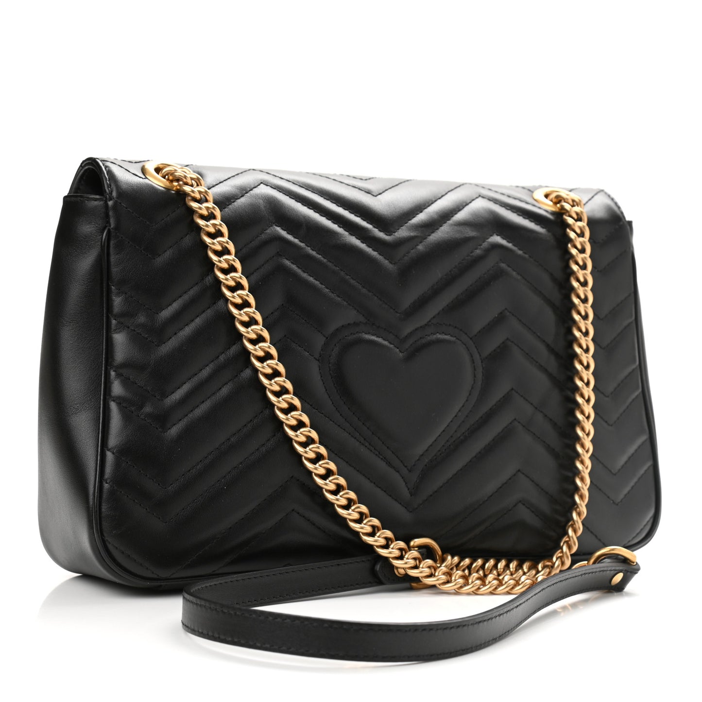 Calfskin Matelasse Medium GG Marmont Shoulder Bag Black