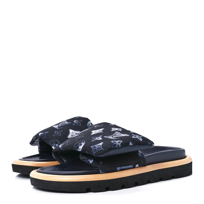 Louis Vuitton Nylon Monogram Womens Pool Pillow Comfort Mules 37 Navy Blue 3 of 8