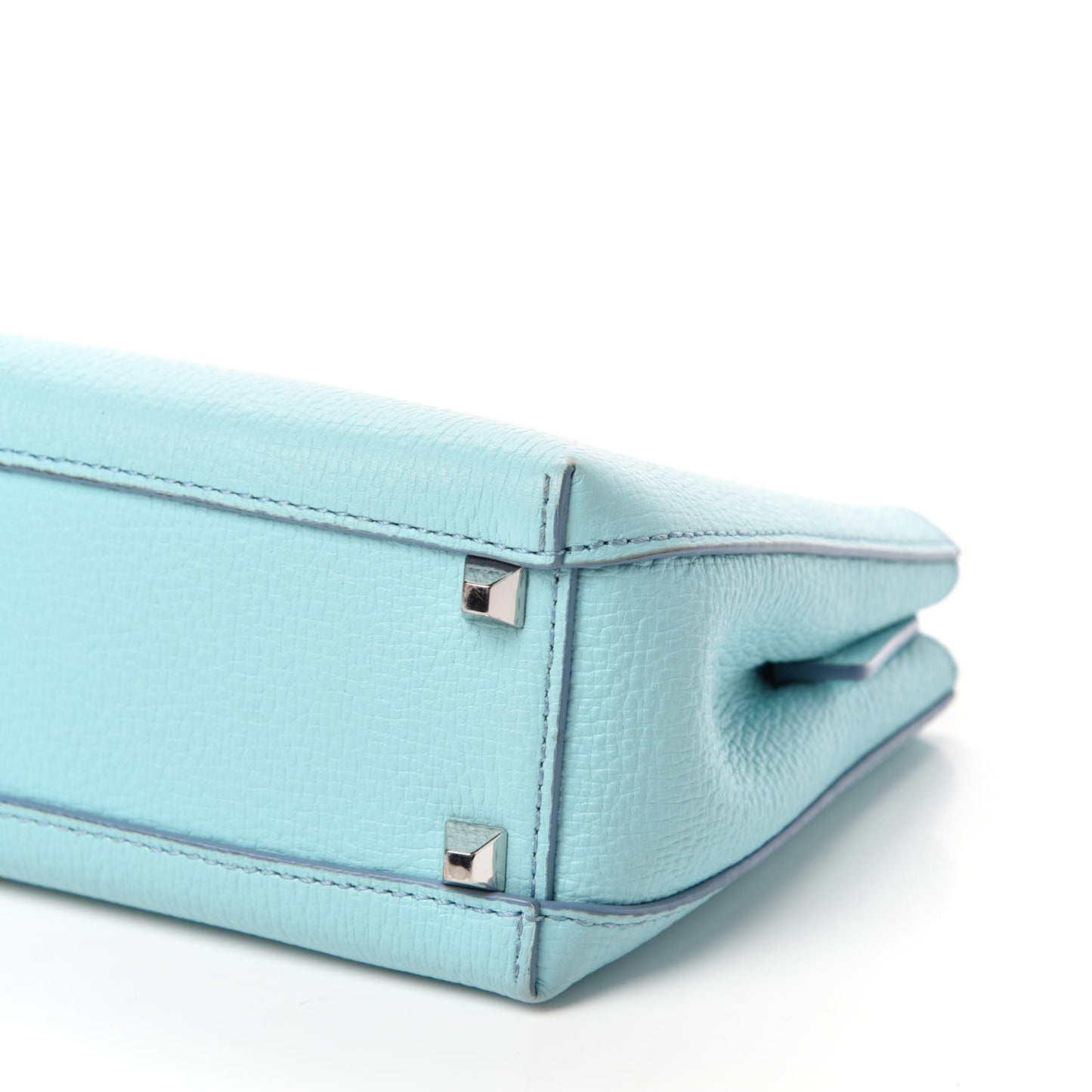 Grained Calfskin Mini Tote Light Blue