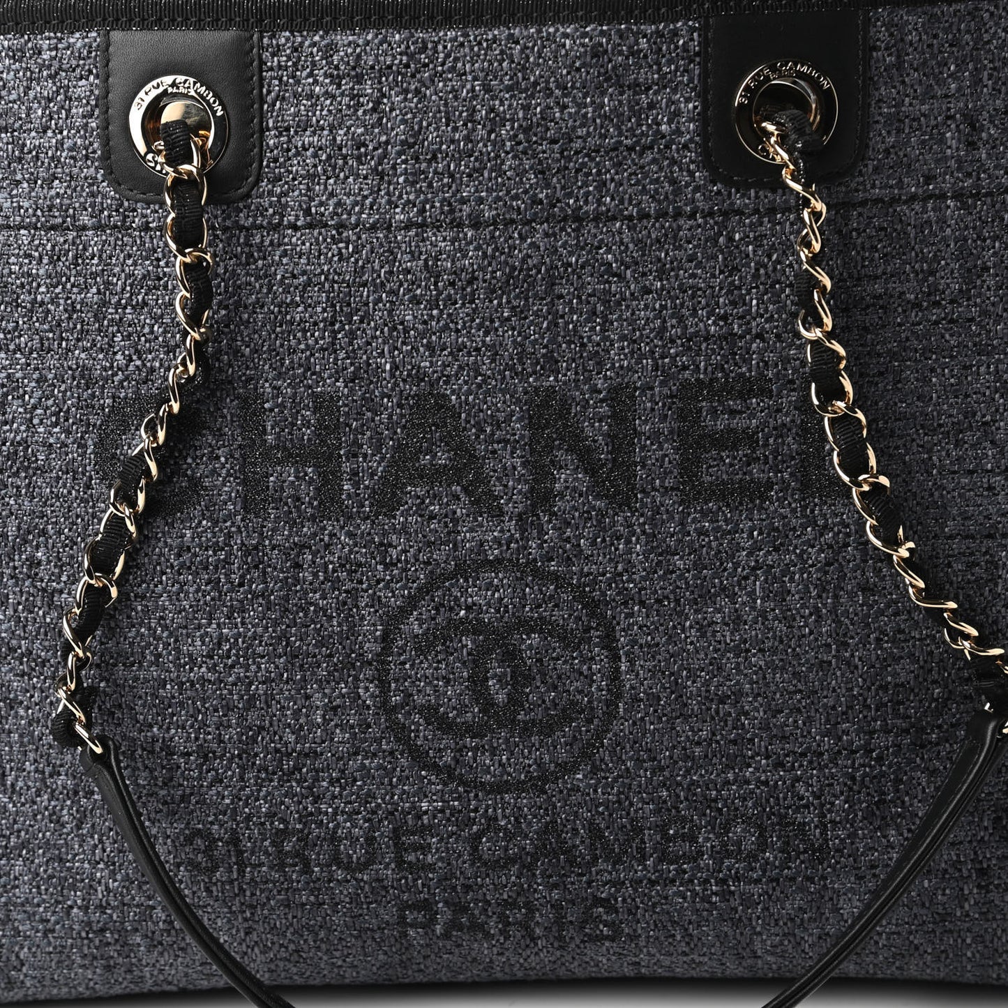 Lurex Straw Small Deauville Tote Black