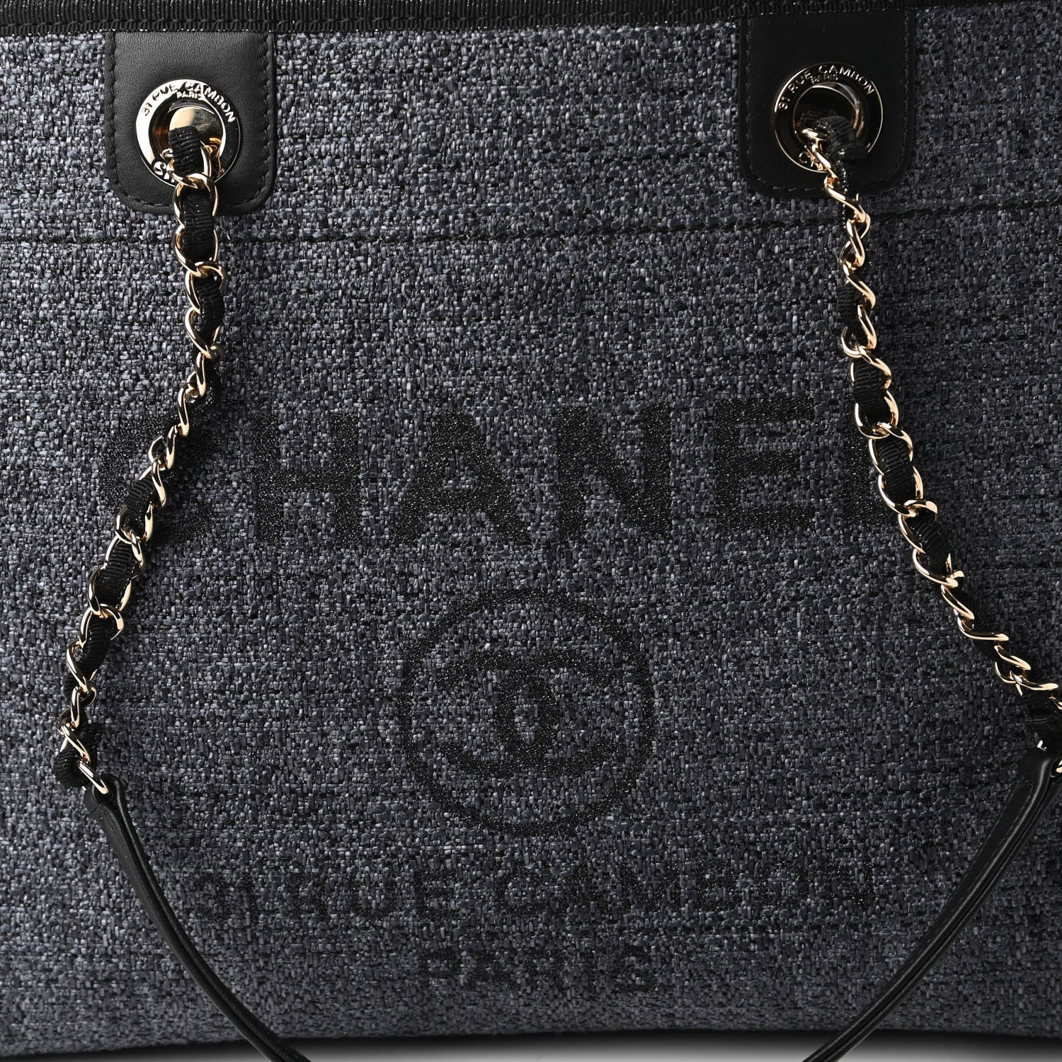 Chanel Lurex Straw Small Deauville Tote Black 10 of 10