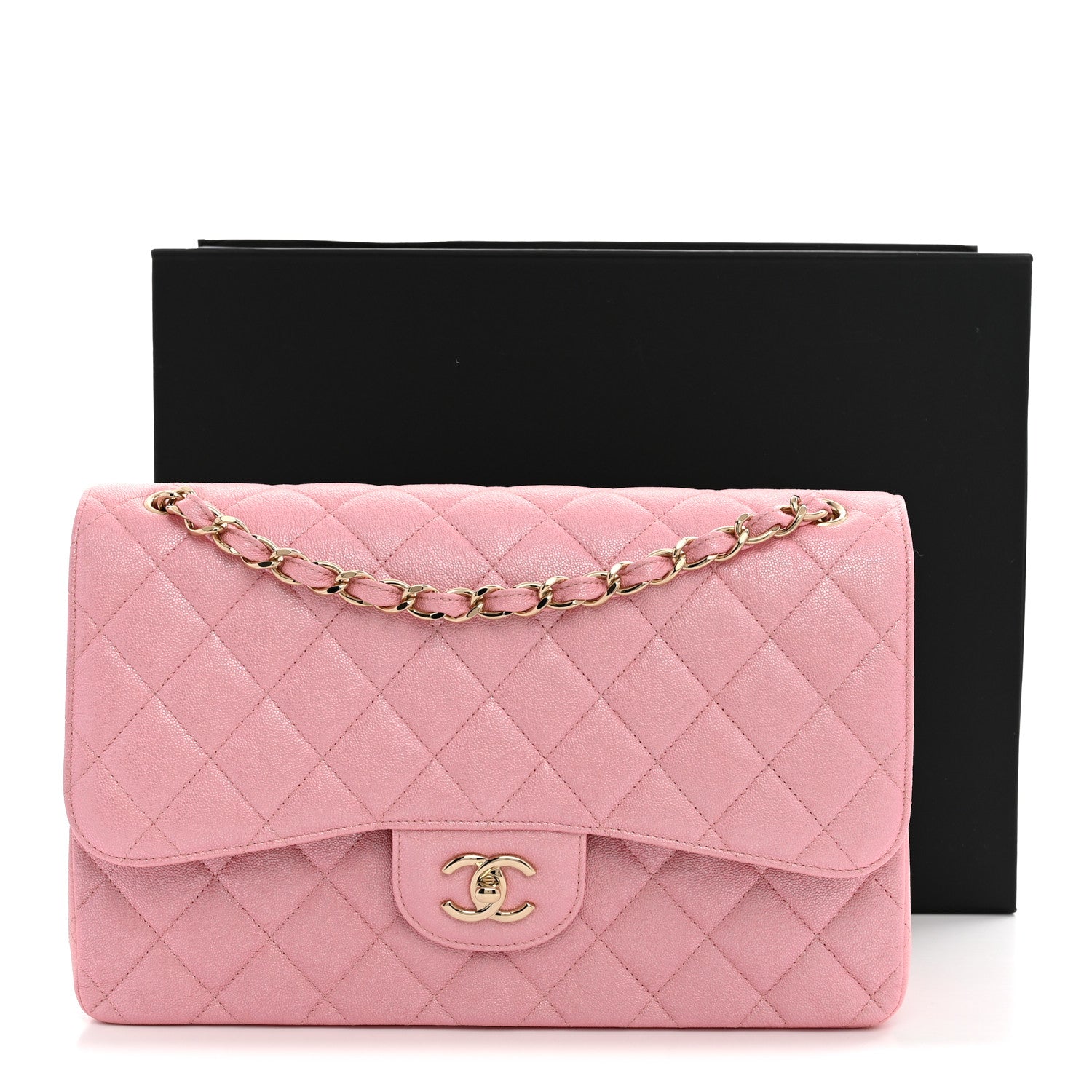 Chanel Iridescent Caviar Quilted Jumbo Double Flap Pink 10 of 10