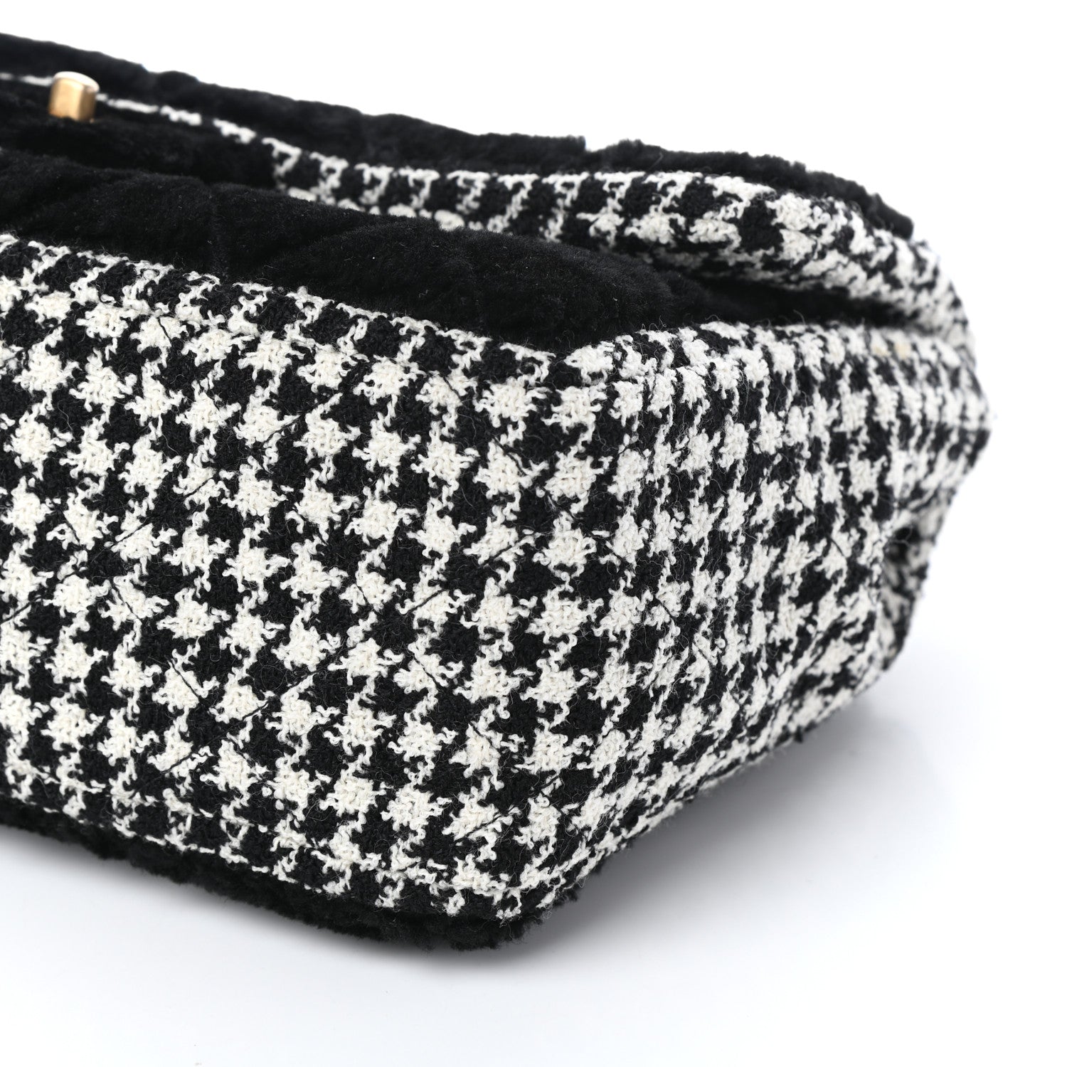Chanel Shearling Tweed Jumbo Single Flap Black White 10 of 10