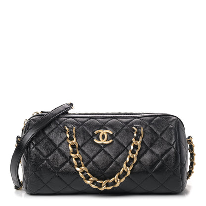 Chanel Shiny Lambskin Quilted Fashion Therapy Bowling Bag Black 1 of 5