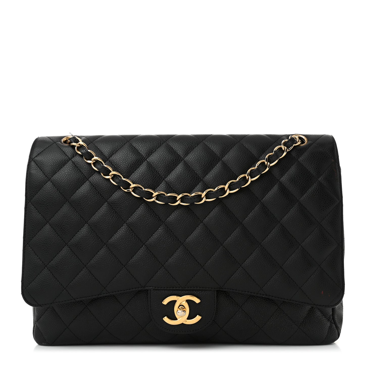 Caviar Quilted Maxi Double Flap Black