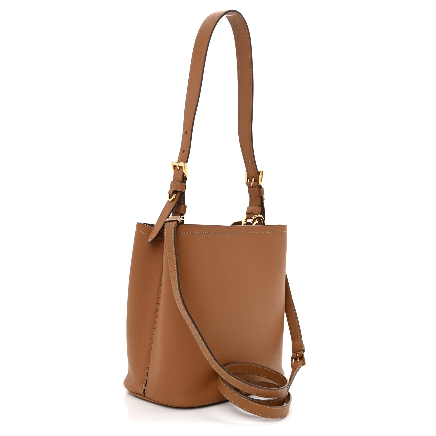 Prada Soft Grained Secchiello Bucket Bag Caramel 1884479