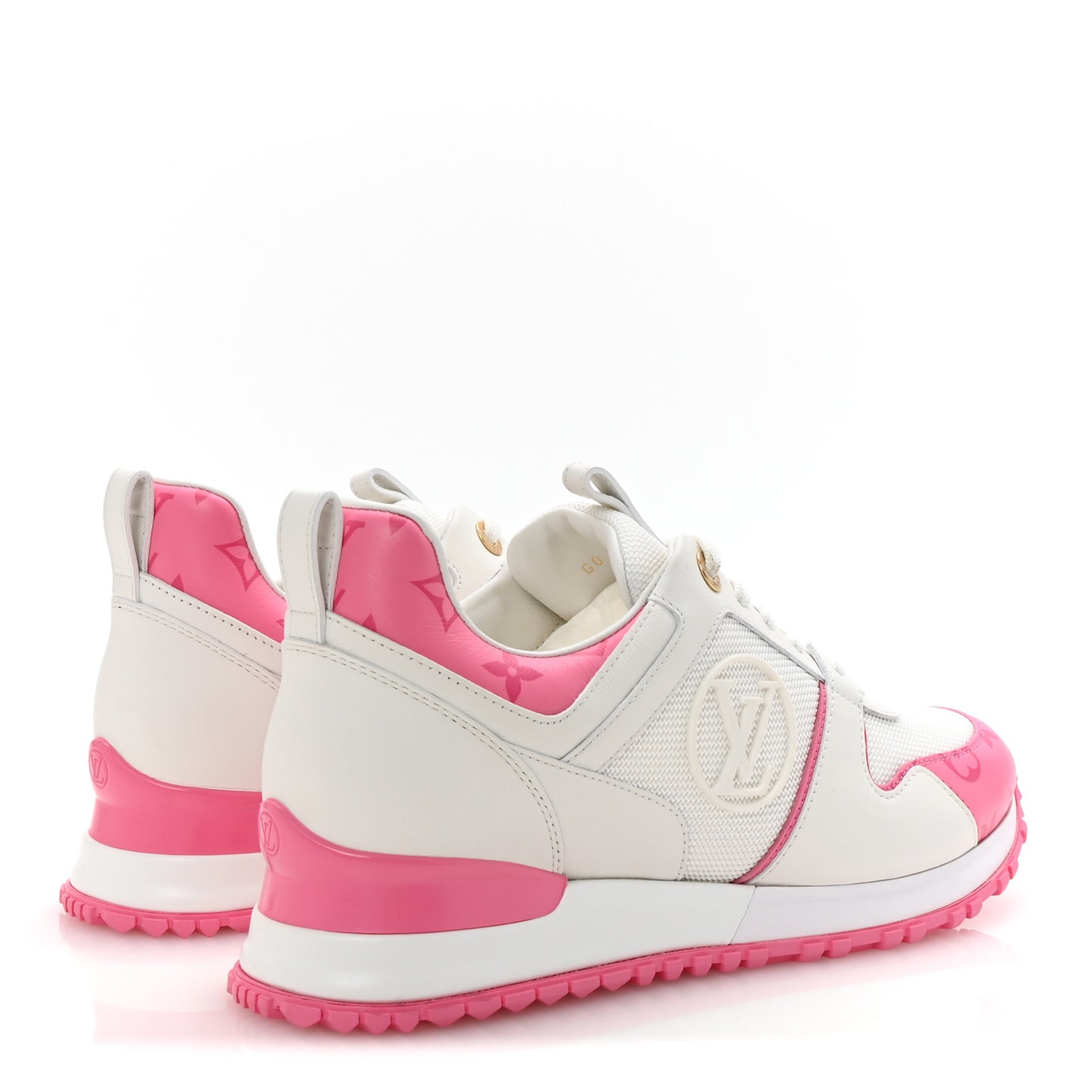 Calfskin Monogram Run Away Sneakers 39 White Pink