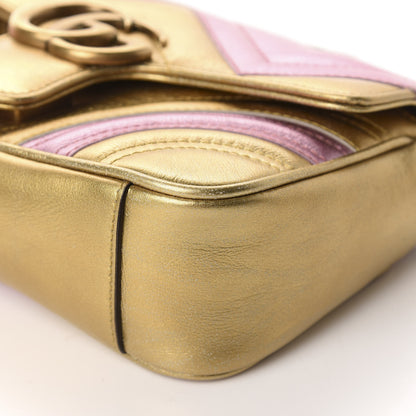 Gucci Metallic Calfskin Matelasse Mini GG Marmont Shoulder Bag Gold Pink 7 of 11