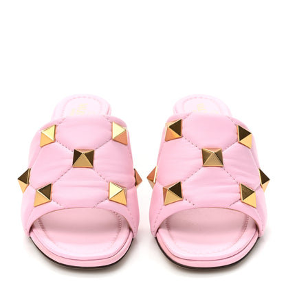 Valentino Garavani VALENTINO GARAVANI Nappa Quilted Roman Stud 65mm Slide Sandals 37 Giacinto 2 of 8