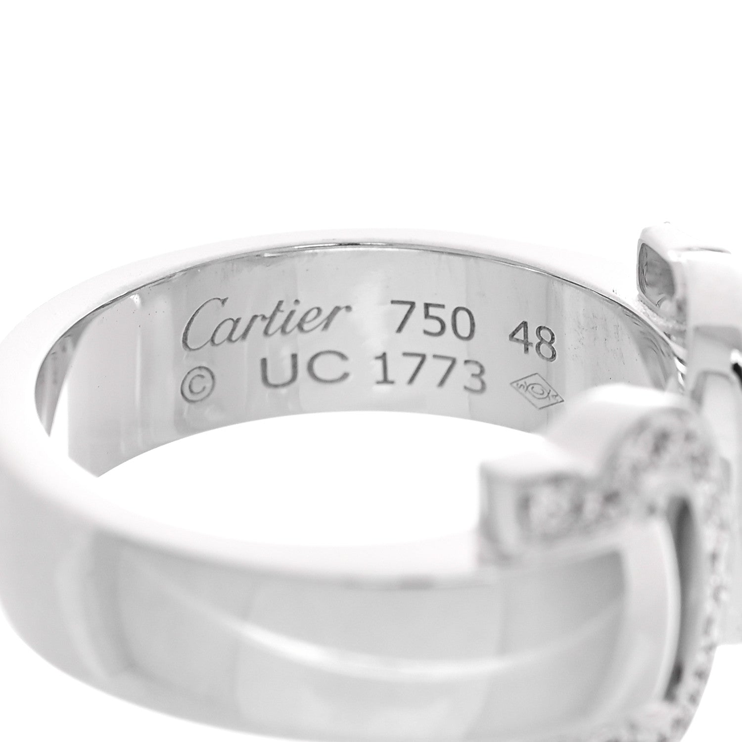 Cartier 18K White Gold Diamond C De Cartier Ring 48 4.5 4 of 5