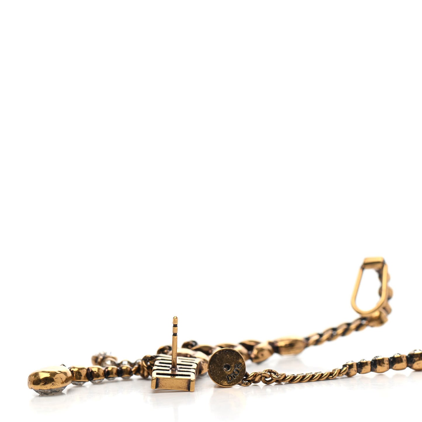 Crystal Metal Logo Dio(r)evolution Earring Aged Gold