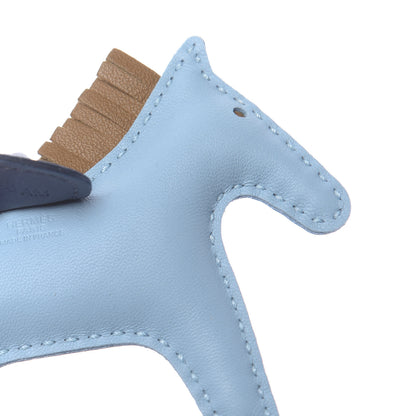 Hermes Milo Lambskin Grigri Rodeo Horse Bag Charm PM Celeste Bleu De Malte Kraft 3 of 5
