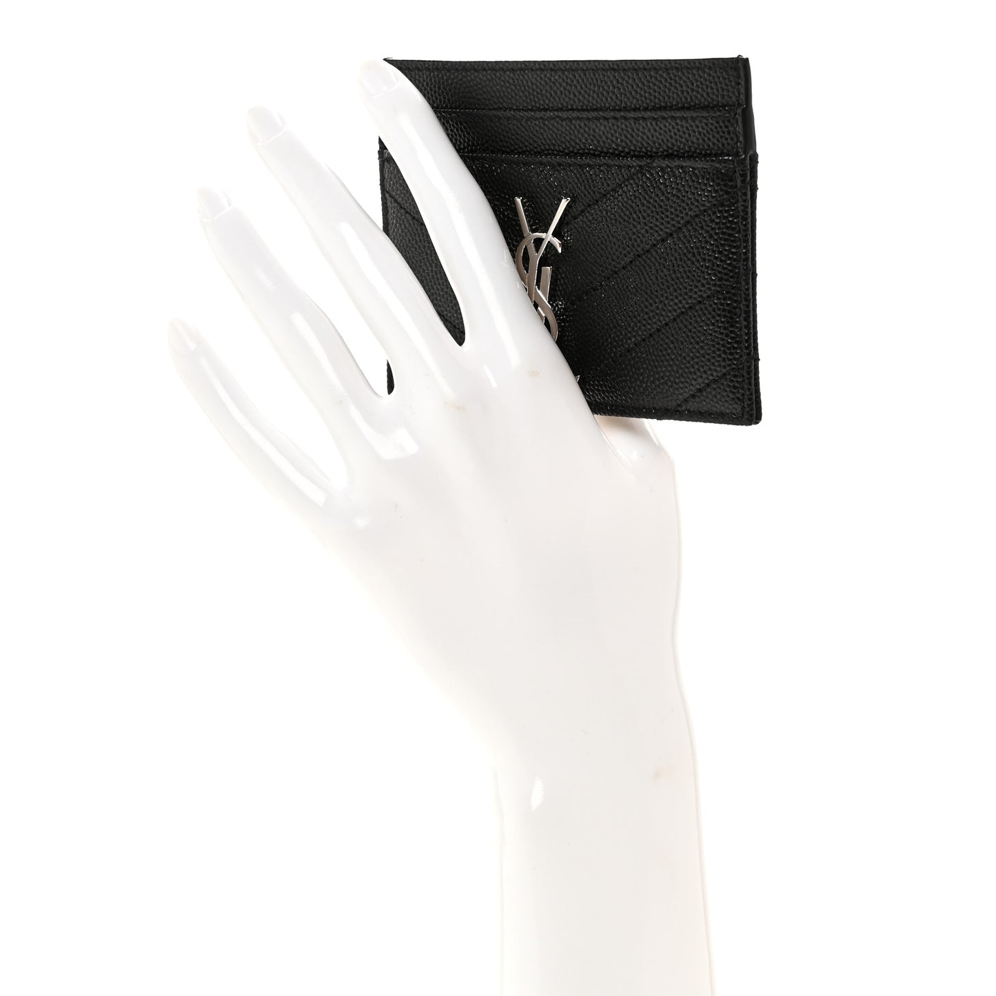 Grain De Poudre Matelasse Chevron Monogram Credit Card Case Black