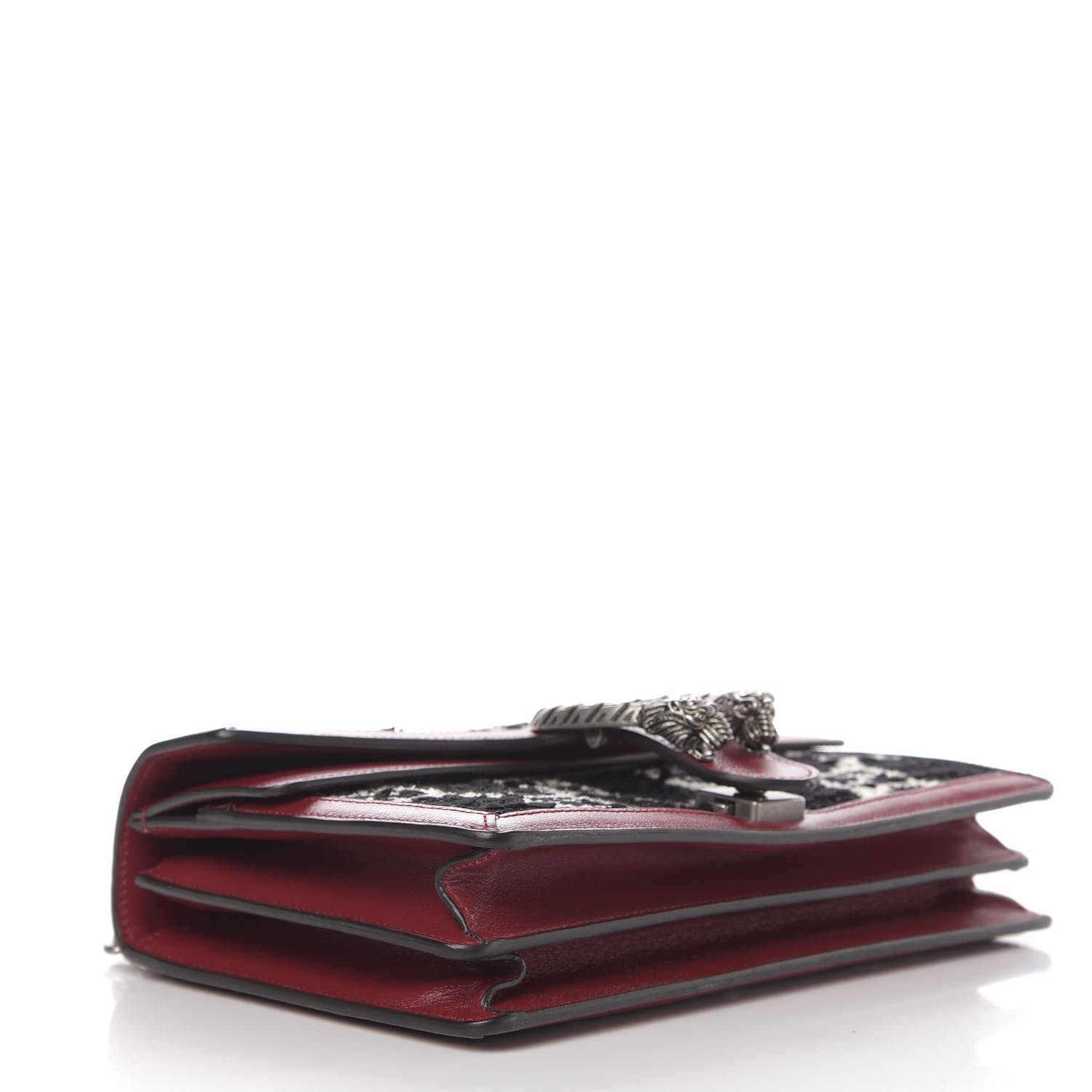 Gucci Tweed GG Monogram Small Dionysus Shoulder Bag Black White Romantic Cherry 4 of 10