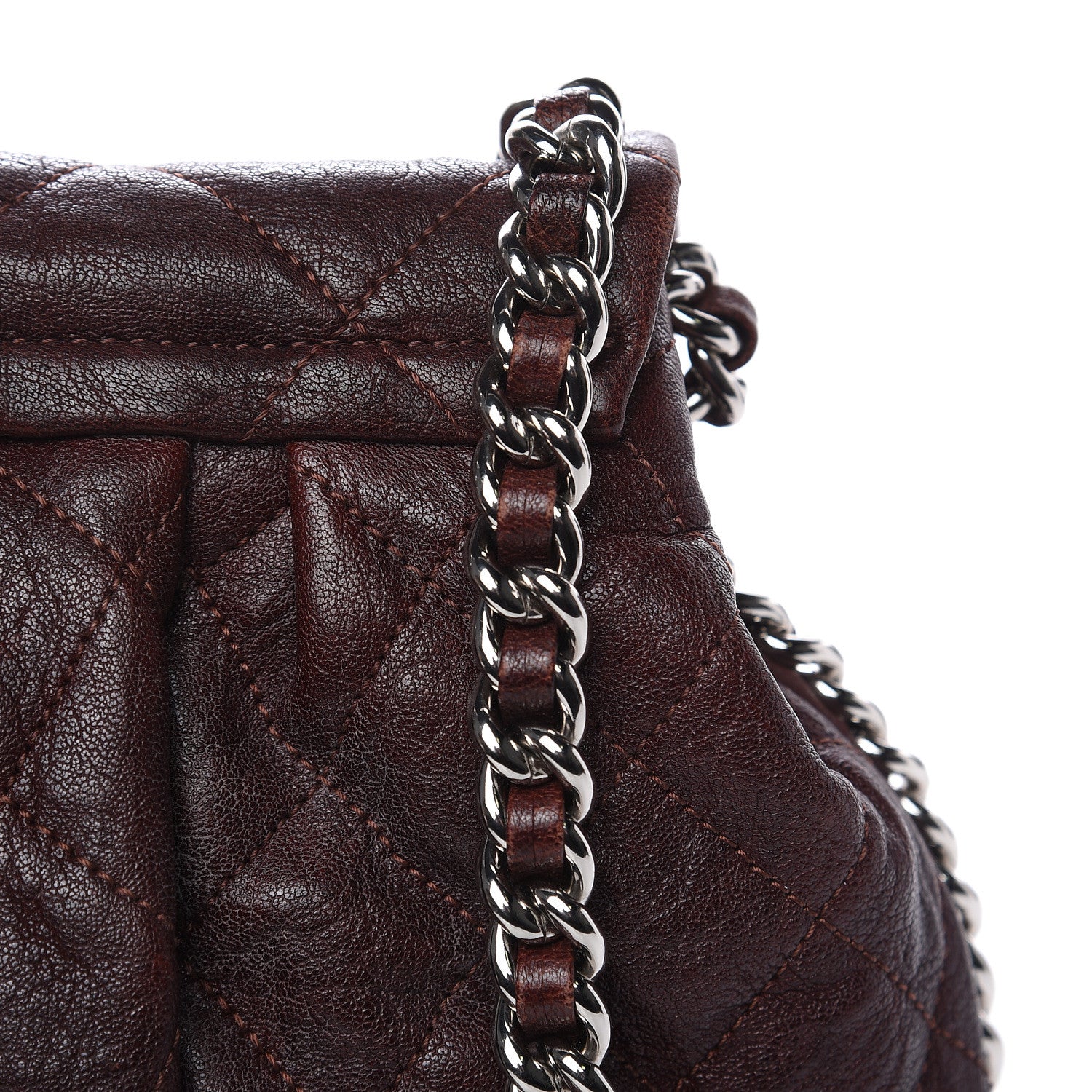 Chanel Washed Lambskin Quilted Medium Chain Around Messenger Dark Brown 11 of 12