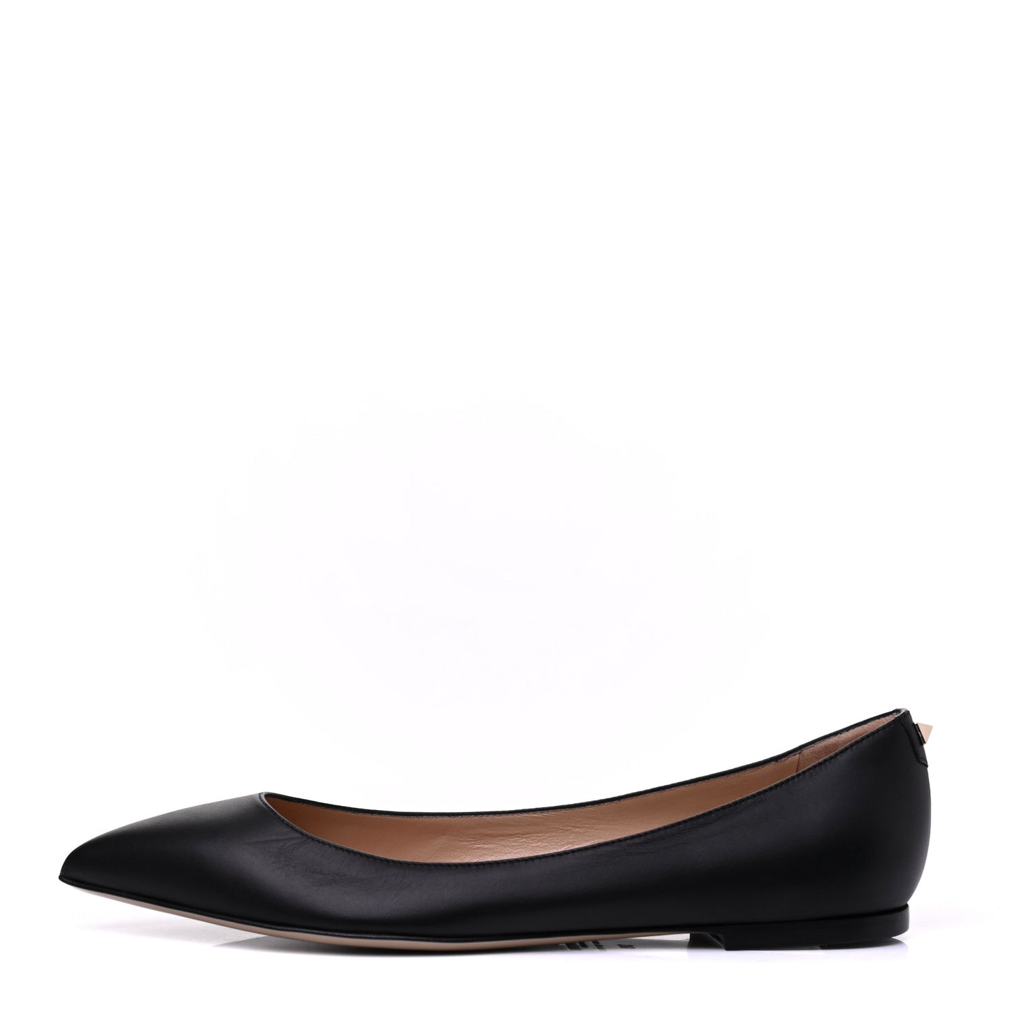 Nappa Rockstud Pointy Toe Ballerina Flats 38 Black