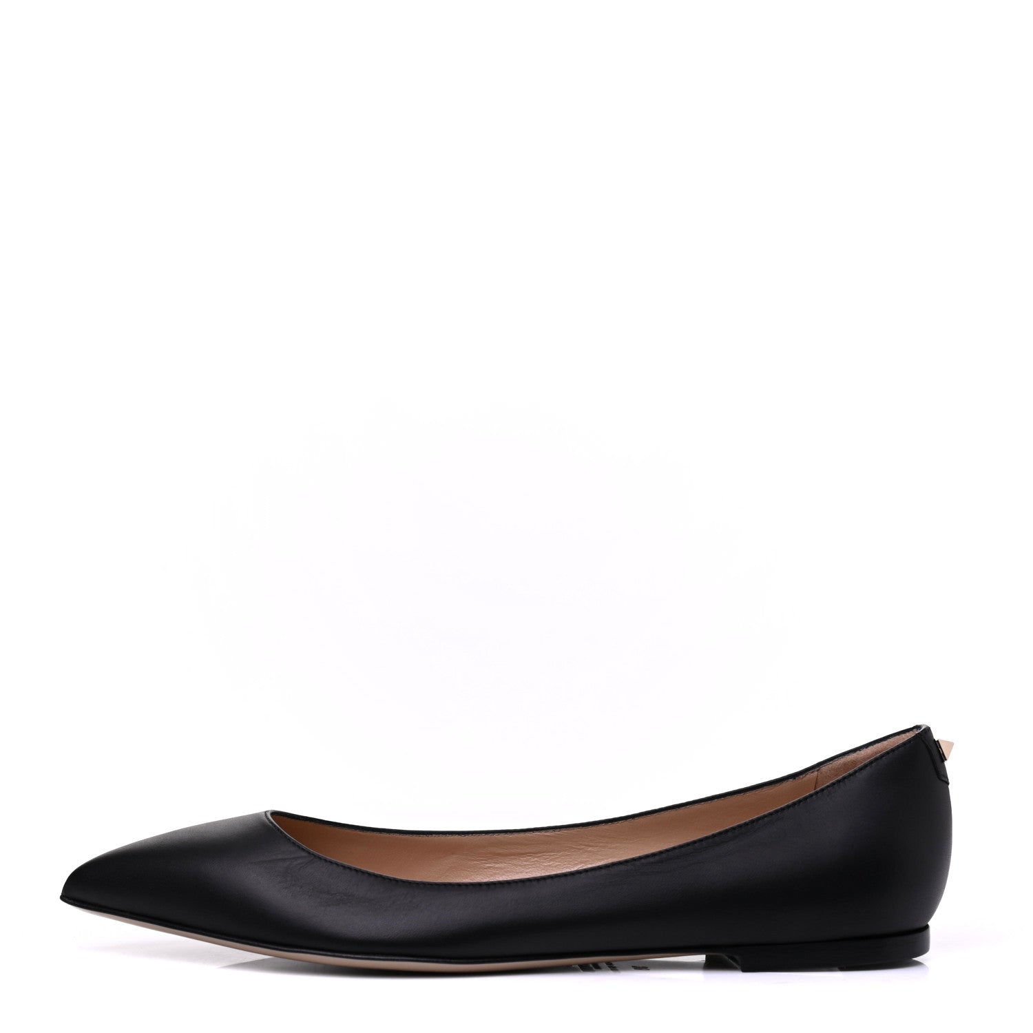 Valentino Garavani Nappa Rockstud Pointy Toe Ballerina Flats 38 Black 1 of 9