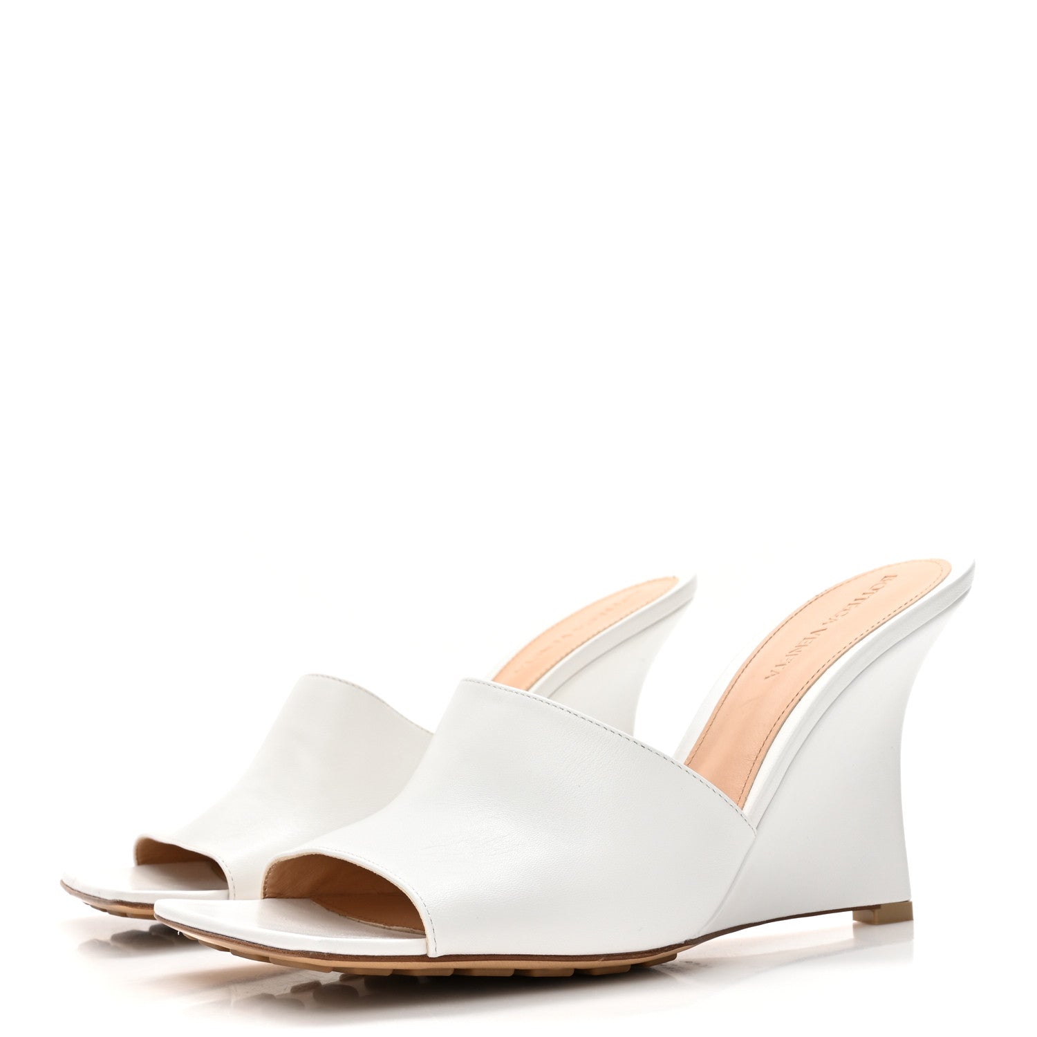 Bottega Veneta Lambskin Stretch Wedge 90mm Sandals 39.5 Optic White 3 of 11