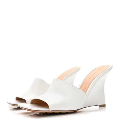Bottega Veneta Lambskin Stretch Wedge 90mm Sandals 39.5 Optic White 3 of 11