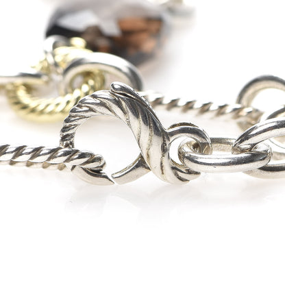 David Yurman Sterling Silver 18K Yellow Gold Smoky Quartz Figaro Link Pendant Necklace 5 of 5