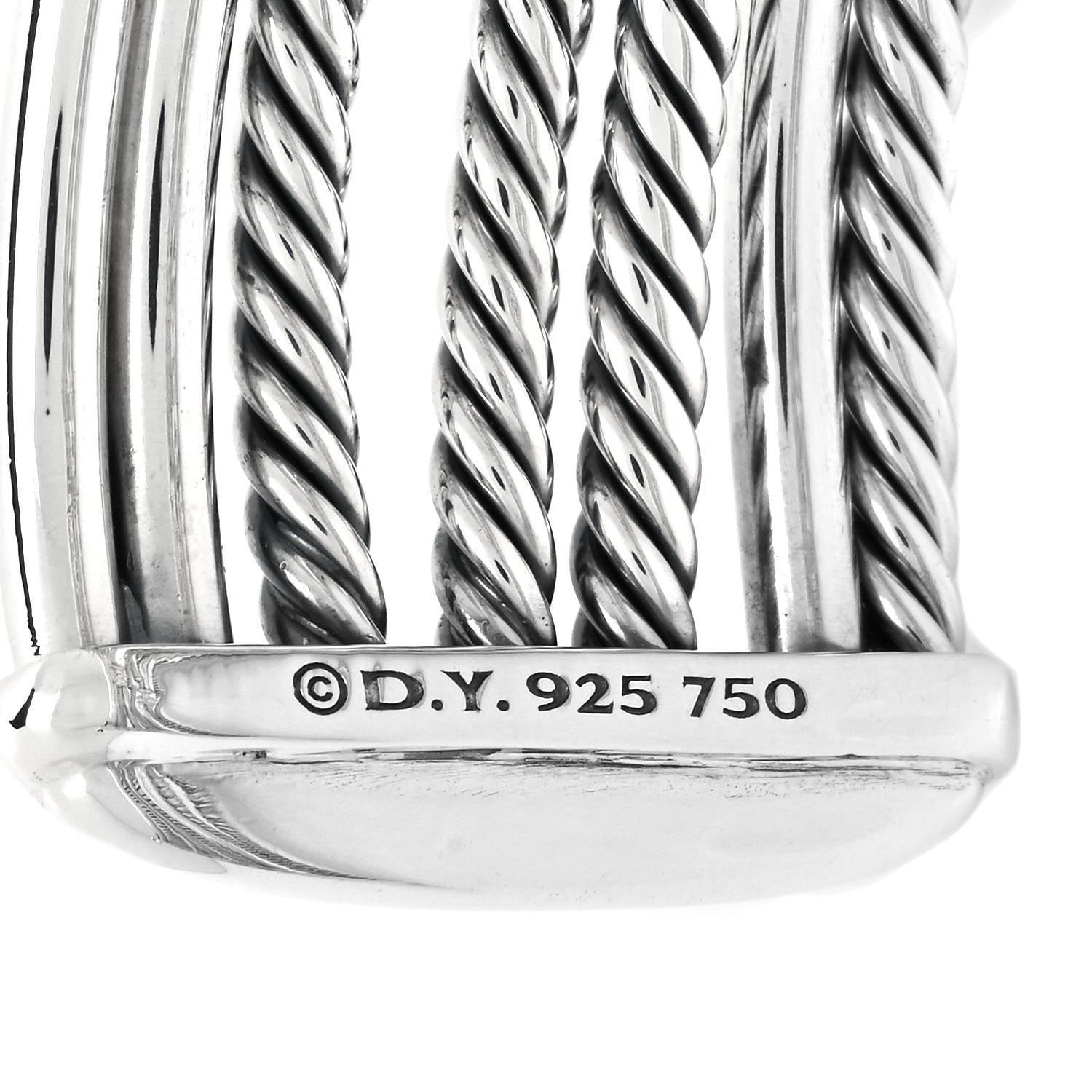 David Yurman Sterling Silver 18K Yellow Gold 22mm Buckle Crossover Cuff Bracelet 3 of 3