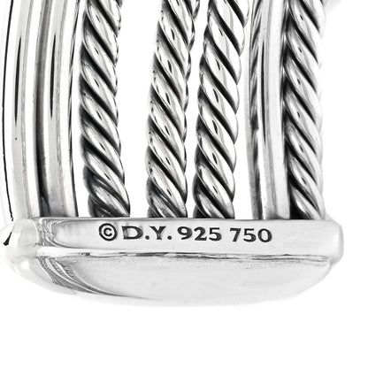 David Yurman Sterling Silver 18K Yellow Gold 22mm Buckle Crossover Cuff Bracelet 3 of 3