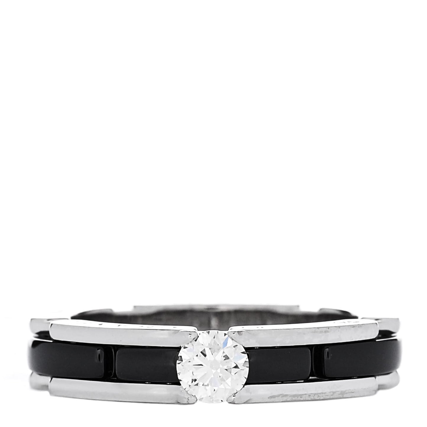 18K White Gold Ceramic Diamond Slim Ultra Ring 49 4.75