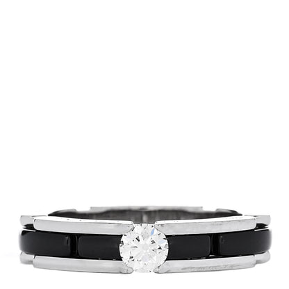 Chanel 18K White Gold Ceramic Diamond Slim Ultra Ring 49 4.75 1 of 6