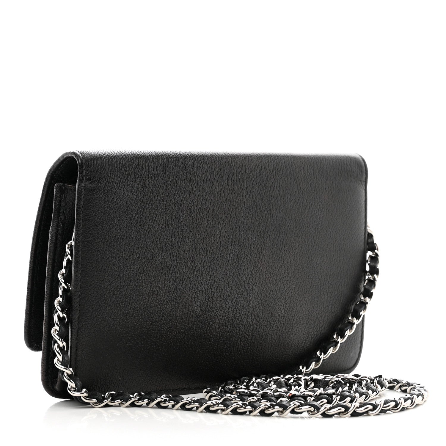 Chanel Calfskin Camellia Wallet on Chain WOC Black 3 of 14