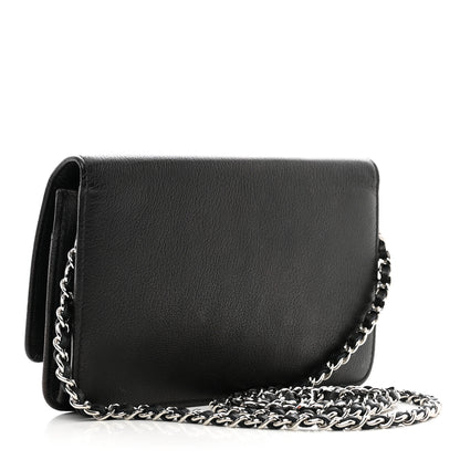 Chanel Calfskin Camellia Wallet on Chain WOC Black 3 of 14