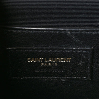 Saint Laurent Grain De Poudre Textured Mixed Matelasse Triquilt Small Monogram Satchel Black 6 of 9