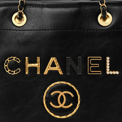 Chanel Aged Calfskin Small Charms Deauville Tote Black 8 of 10