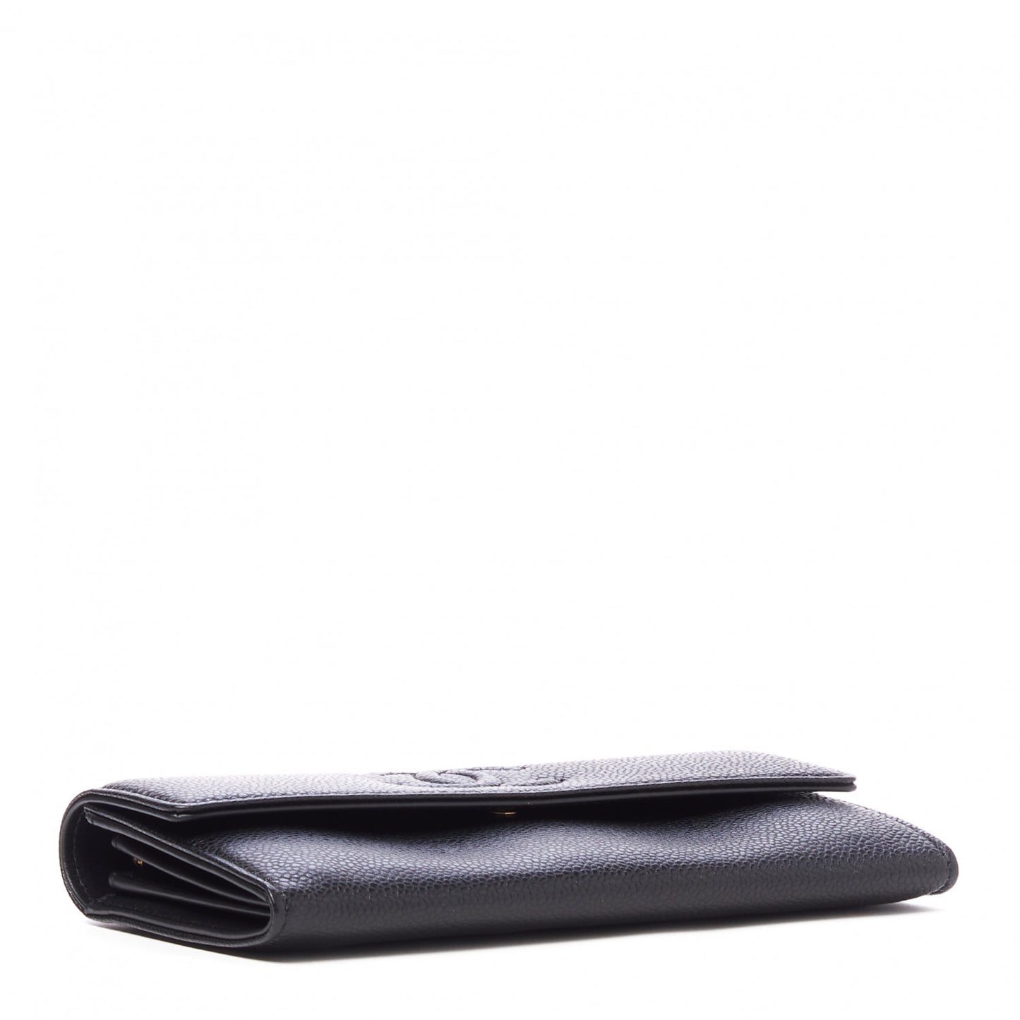 Caviar Timeless CC Large Gusset Flap Wallet Black